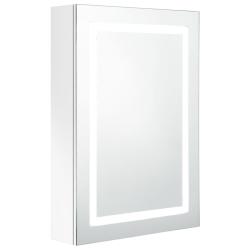 Armoire de salle de bain &agrave; miroir led 50 x 13 x 70 cm blanc brillant 02_0006580