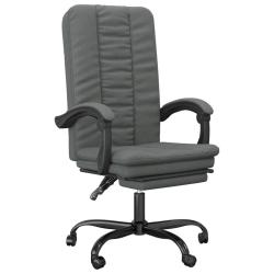 Chaise fauteuil si&egrave;ge pivotante de inclinable de bureau informatique &eacute;tude fonc&eacute; tissu gris 02_0024