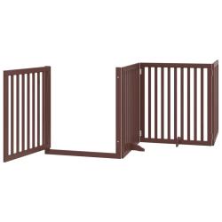 Barri&egrave;re de s&eacute;curit&eacute; pour chien animaux de compagnie porte pliable 8 panneaux bois de peuplier marr