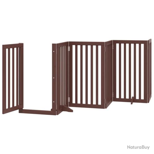 Barri�re de s�curit� pour chien animaux de compagnie porte pliable 9 panneaux bois de peuplier marr