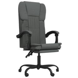 Chaise fauteuil si&egrave;ge pivotante de inclinable de bureau informatique &eacute;tude fonc&eacute; tissu gris 02_0024