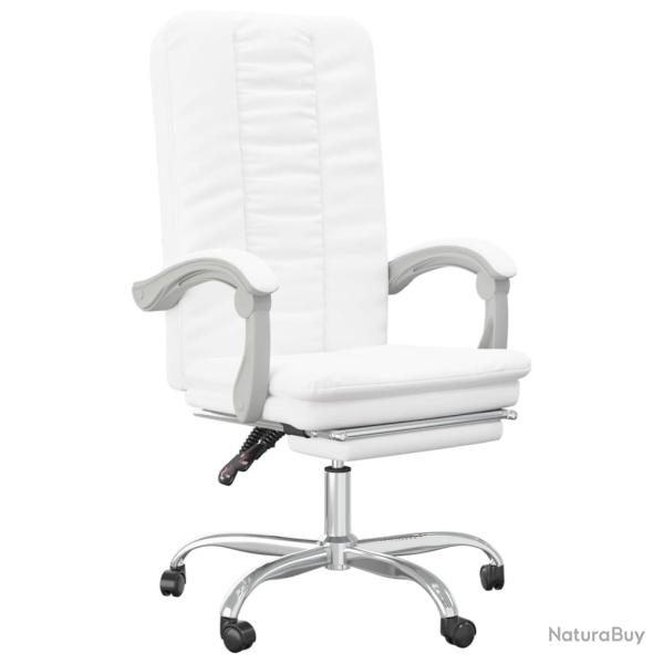 Chaise fauteuil si�ge pivotante de inclinable de bureau informatique �tude similicuir blanc 02_0024
