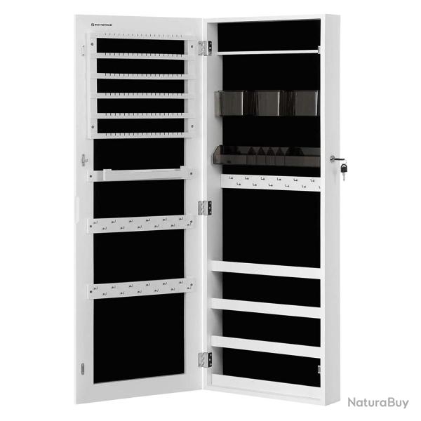 Armoire � bijoux murale range-bijoux avec 2 organisateurs cosm�tiques � suspendre miroir psych� san