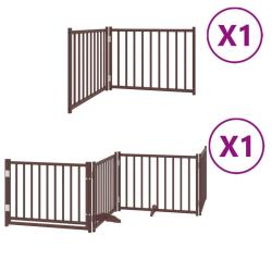 Barri&egrave;re de s&eacute;curit&eacute; pour chien animaux de compagnie avec porte pliable 6 panneaux bois peuplier ma