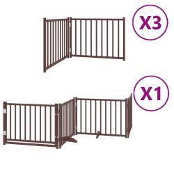 Barri&egrave;re de s&eacute;curit&eacute; pour chien animaux de compagnie porte pliable 10 panneaux bois de peuplier mar
