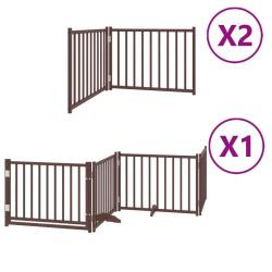 Barri&egrave;re de s&eacute;curit&eacute; pour chien animaux de compagnie porte pliable 8 panneaux bois de peuplier marr