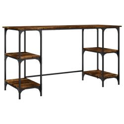 Bureau table poste de travail meuble d'ordinateur informatique &eacute;tude ch&ecirc;ne fum&eacute; 140 x 50 x 75 cm m&eacute;
