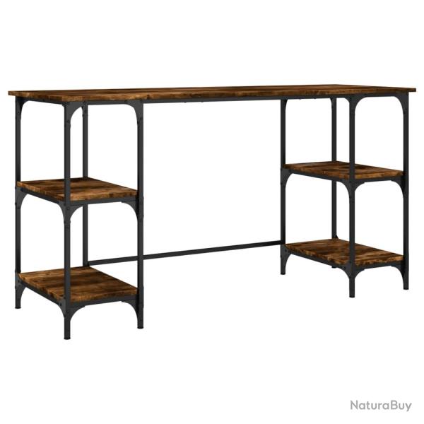 Bureau table poste de travail meuble d'ordinateur informatique �tude ch�ne fum� 140 x 50 x 75 cm m�