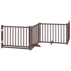 Barri&egrave;re de s&eacute;curit&eacute; pour chien animaux de compagnies avec porte 4 panneaux bois de sapin massif ma