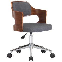 Chaise fauteuil si&egrave;ge pivotante de bureau informatique &eacute;tude bois courb&eacute; et tissu gris 02_0024108