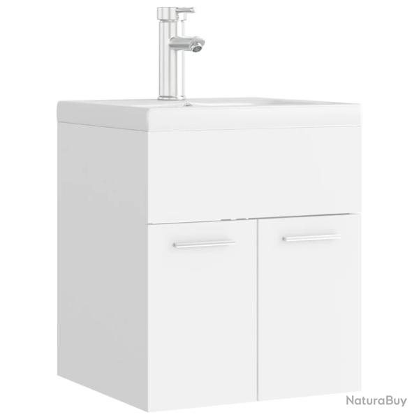 Armoire d'�vier avec lavabo int�gr� 41 x 38,5 x 46 cm agglom�r� blanc 02_0006430