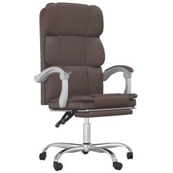 Chaise fauteuil si&egrave;ge pivotante de inclinable de bureau informatique &eacute;tude similicuir brun 02_00242