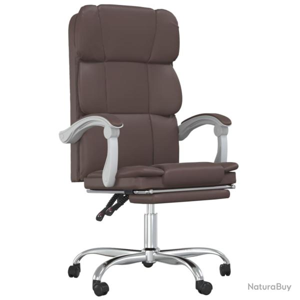 Chaise fauteuil si�ge pivotante de inclinable de bureau informatique �tude similicuir brun 02_00242