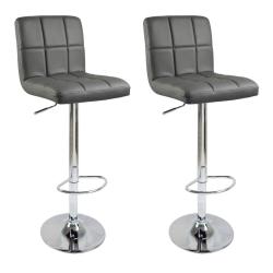 Tabourets de bar design en synth&eacute;tique set de 2 gris 19_0000456