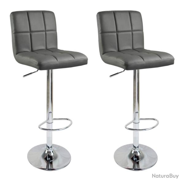 Tabourets de bar design en synth�tique set de 2 gris 19_0000456