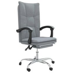 Chaise fauteuil si&egrave;ge pivotante de inclinable de bureau informatique &eacute;tude clair tissu gris 02_0024