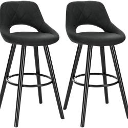 Lot de 2 tabourets de bar en rev&ecirc;tement tissu avec pieds en bois anthracite 19_0000563