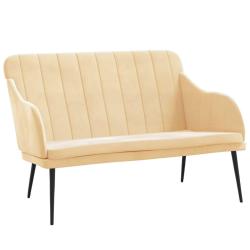 Banc banquette cr&egrave;me 110 x 76 x 80 cm velours 02_0010642