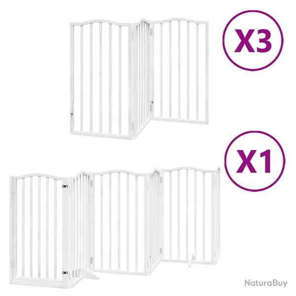 Barri�re de s�curit� pour chien animaux de compagnie porte pliable 15 panneaux bois de peuplier bla