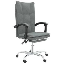 Chaise fauteuil si&egrave;ge pivotante de inclinable de bureau informatique &eacute;tude fonc&eacute; tissu gris 02_0024
