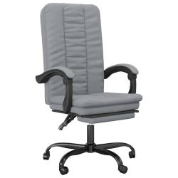 Chaise fauteuil si&egrave;ge pivotante de inclinable de bureau informatique &eacute;tude clair tissu gris 02_0024