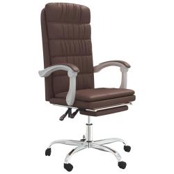 Chaise fauteuil si&egrave;ge pivotante de inclinable de bureau informatique &eacute;tude similicuir brun 02_00242