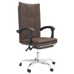 Chaise fauteuil si&egrave;ge pivotante de inclinable de bureau informatique &eacute;tude similicuir brun 02_00242