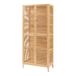Armoire &eacute;tag&egrave;re meuble de rangement de salle de bain bambou 180 x 80 x 40 cm naturel 03_0008885
