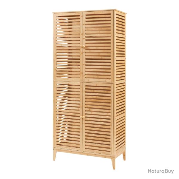 Armoire �tag�re meuble de rangement de salle de bain bambou 180 x 80 x 40 cm naturel 03_0008885