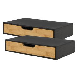 Lot de 2 &eacute;tag&egrave;res murales meuble de rangement moderne 40 x 24 x 8 cm noir naturel 03_0009737