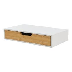 &Eacute;tag&egrave;re design intemporel salon chambre meuble de rangement murale avec tiroir bambou 40 x 24 x 8 c
