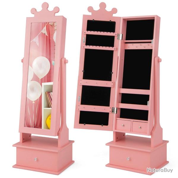 Armoire � bijoux enfants avec miroir 34 x 30 x 103/113 cm design moderne et rangement ergonomique e