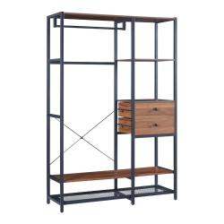 Portant &agrave; v&ecirc;tements portemanteau porte-v&ecirc;tements penderie dressing ouvert 180 x 120 x 40 cm noir ef