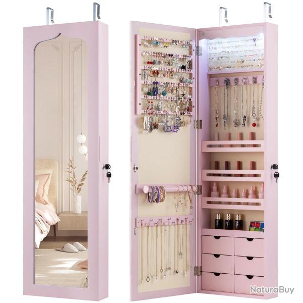 Armoire � bijoux murale 120 x 36,5 x 11,5 cm avec miroir et �clairage led gain de place design mode