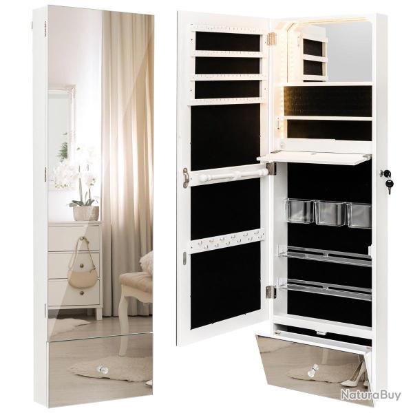 Armoire � bijoux murale avec miroir pleine longueur 37 x 11 x 120 cm rangement optimis� design mode