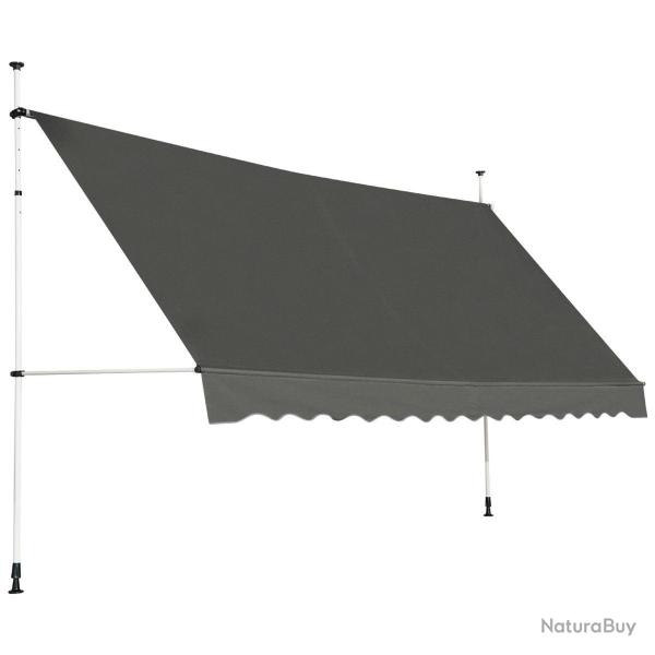 Auvent r�tractable 350 x 200-300 cm avec manivelle et r�glage de la hauteur, moderne en aluminium g