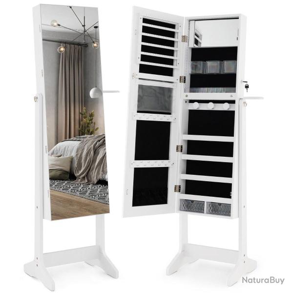 Armoire � bijoux sur pied avec miroir pleine longueur 41 x 36,5 x 156 cm rangement optimal design m