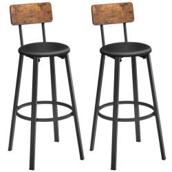 Chaises de bar lot de 2 tabourets hauts si&egrave;ges rembourr&eacute;s 39 x 39 x 100 cm repose-pieds montage fac
