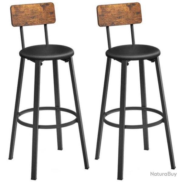 Chaises de bar lot de 2 tabourets hauts si�ges rembourr�s 39 x 39 x 100 cm repose-pieds montage fac