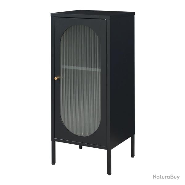 Armoire �tag�re meuble de rangement vitr�e acier verre 102 x 43 x 40 cm noir mat 03_0008928