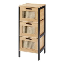 Commode meuble de rangement pratique entr&eacute;e salon chambre avec 3 tiroirs 72 x 30 x 30 cm noir natur