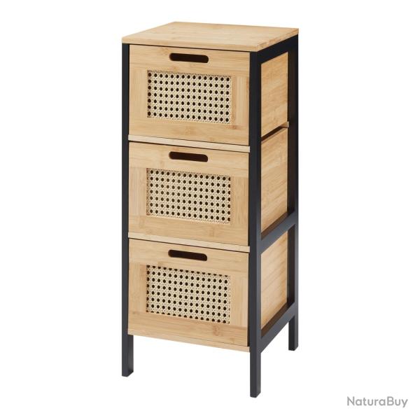 Commode meuble de rangement pratique entr�e salon chambre avec 3 tiroirs 72 x 30 x 30 cm noir natur