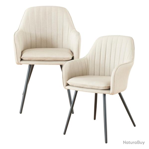 Lot de 2 chaises de salle � manger salon design moderne cuisine 86 x 57 x 59 cm beige 03_0009625
