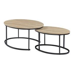 Lot de 2 tables basses gigognes de tailles diff&eacute;rentes noir effet ch&ecirc;ne 03_0009702