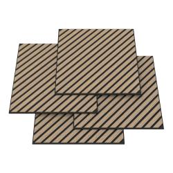 Lot de 4 panneaux acoustiques &agrave; lamelles en diagonale 1,44 m&sup2; effet noyer, clair 03_0009866