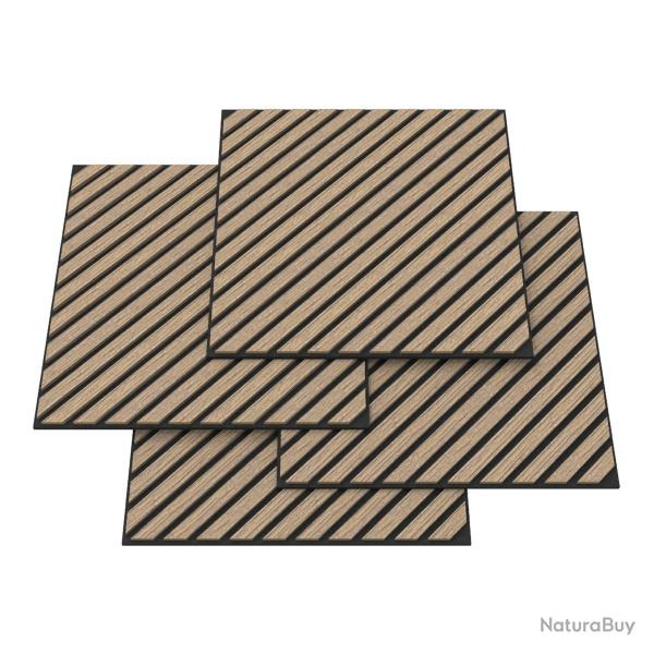 Lot de 4 panneaux acoustiques � lamelles en diagonale 1,44 m� effet noyer, clair 03_0009866