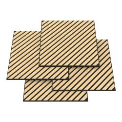 Lot de 4 panneaux acoustiques &agrave; lamelles en diagonale 1,44 m&sup2; effet ch&ecirc;ne clair 03_0009863