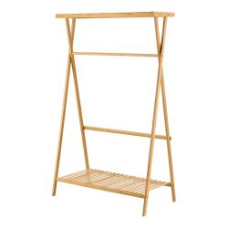 Portant &agrave; v&ecirc;tements portemanteau porte-v&ecirc;tements penderie dressing ouvert bambou 140 x 90 x 45 cm n