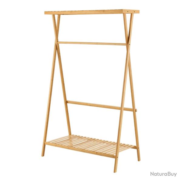 Portant � v�tements portemanteau porte-v�tements penderie dressing ouvert bambou 140 x 90 x 45 cm n