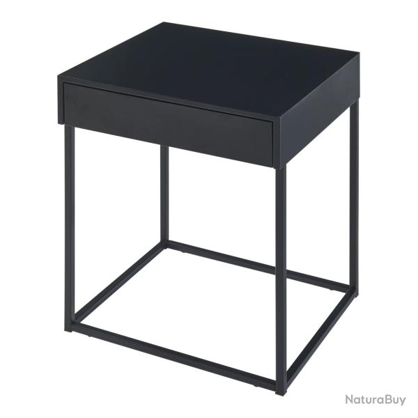 Table d'appoint avec tiroir acier 50 x 43 x 41 cm noir mat 03_0010947